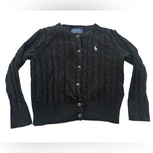 Polo Ralph Lauren Toddler Black Cable Knit Wool Blend Cardigan 3/3T